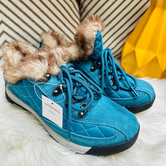 Lands’ End Blue Ankle Winter Boots with Faux fur Size7.5B - Picture 9 of 10